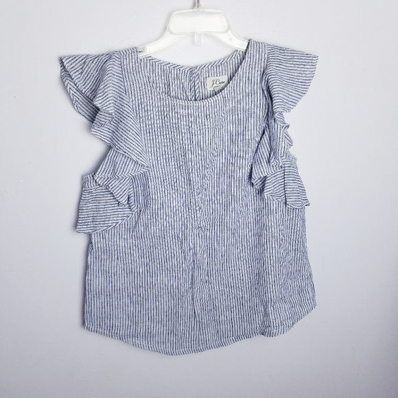 J. Crew Tops - J.Crew linen blend ruffle sleeveless shirt top size 8 A1-38